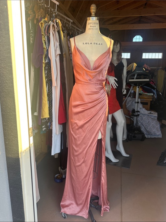 cinderella divine Dresses & Skirts - Lola Dean Coral Satin Cowl Neck Maxi Dress